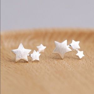 Silver Triple Star Earrings